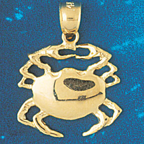 Crab Pendant Necklace Charm Bracelet in Yellow, White or Rose Gold 757