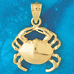 Crab Pendant Necklace Charm Bracelet in Yellow, White or Rose Gold 759