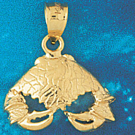 Crab Pendant Necklace Charm Bracelet in Yellow, White or Rose Gold 762