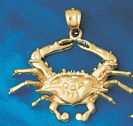 Crab Pendant Necklace Charm Bracelet in Yellow, White or Rose Gold 763