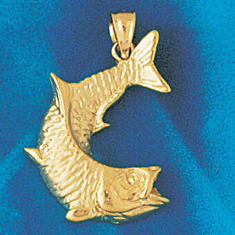 Fish Pendant Necklace Charm Bracelet in Yellow, White or Rose Gold 767