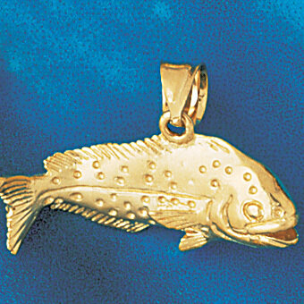 Fish Pendant Necklace Charm Bracelet in Yellow, White or Rose Gold 769
