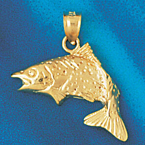 Fish Pendant Necklace Charm Bracelet in Yellow, White or Rose Gold 770