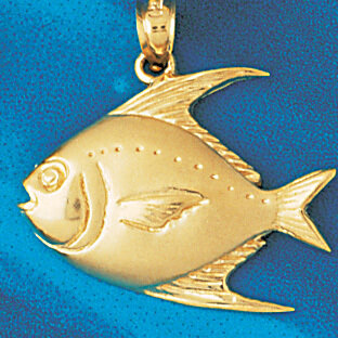Clown Fish Pendant Necklace Charm Bracelet in Yellow, White or Rose Gold 775