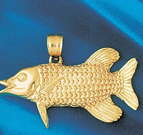 Fish Pendant Necklace Charm Bracelet in Yellow, White or Rose Gold 781