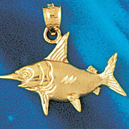 Swordfish Fish Pendant Necklace Charm Bracelet in Yellow, White or Rose Gold 784