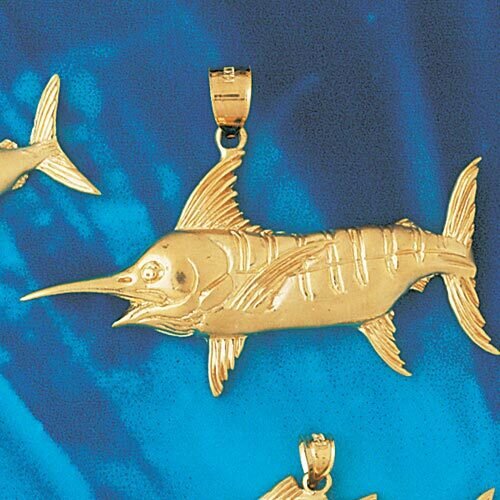 Dazzlers Jewelry Swordfish Fish Pendant Necklace Charm Bracelet in Yellow, White or Rose Gold 785, …