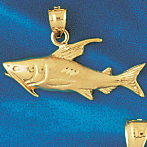 Fish Pendant Necklace Charm Bracelet in Yellow, White or Rose Gold 789