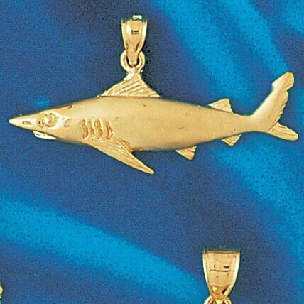 Shark Pendant Necklace Charm Bracelet in Yellow, White or Rose Gold 790