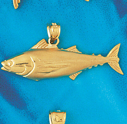 Tuna Fish Pendant Necklace Charm Bracelet in Yellow, White or Rose Gold 791