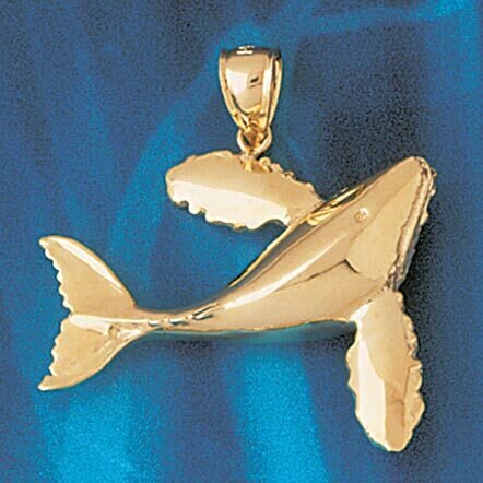 Whale Dimensional Pendant Necklace Charm Bracelet in Yellow, White or Rose Gold 799