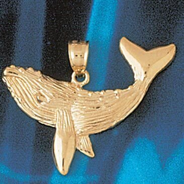 Whale Pendant Necklace Charm Bracelet in Yellow, White or Rose Gold 800