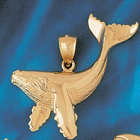 Whale Pendant Necklace Charm Bracelet in Yellow, White or Rose Gold 801