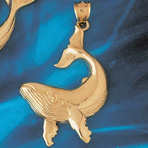 Whale Pendant Necklace Charm Bracelet in Yellow, White or Rose Gold 802