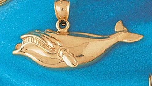 Whale Pendant Necklace Charm Bracelet in Yellow, White or Rose Gold 807