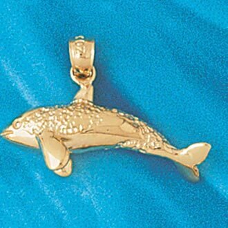 Whale Pendant Necklace Charm Bracelet in Yellow, White or Rose Gold 813
