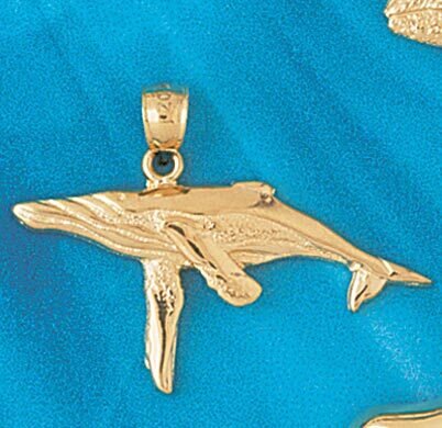 Whale Pendant Necklace Charm Bracelet in Yellow, White or Rose Gold 819