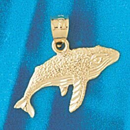 Whale Pendant Necklace Charm Bracelet in Yellow, White or Rose Gold 828
