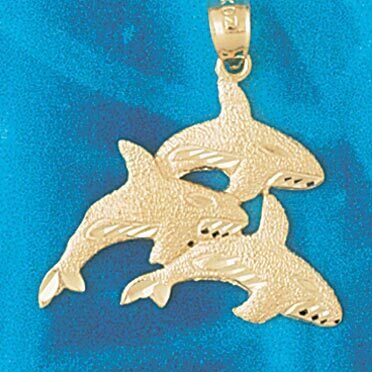 Dazzlers Jewelry Triple Whale Pendant Necklace Charm Bracelet in Yellow, White or Rose Gold 829, MP…