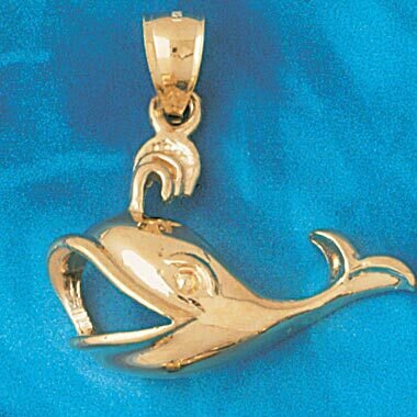 Whale Pendant Necklace Charm Bracelet in Yellow, White or Rose Gold 834