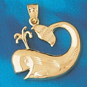 Whale Pendant Necklace Charm Bracelet in Yellow, White or Rose Gold 835