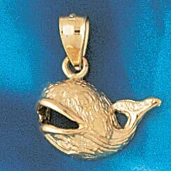Whale Pendant Necklace Charm Bracelet in Yellow, White or Rose Gold 836