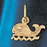 Whale Pendant Necklace Charm Bracelet in Yellow, White or Rose Gold 839