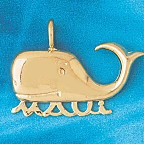 Whale Pendant Necklace Charm Bracelet in Yellow, White or Rose Gold 841