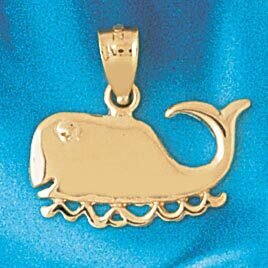 Whale Pendant Necklace Charm Bracelet in Yellow, White or Rose Gold 842