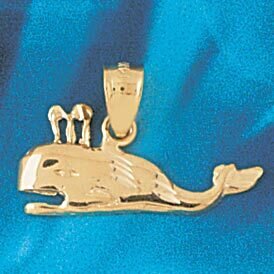 Whale Pendant Necklace Charm Bracelet in Yellow, White or Rose Gold 843