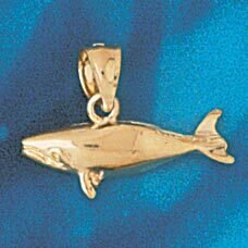 Whale Pendant Necklace Charm Bracelet in Yellow, White or Rose Gold 845