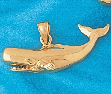 Whale Pendant Necklace Charm Bracelet in Yellow, White or Rose Gold 849