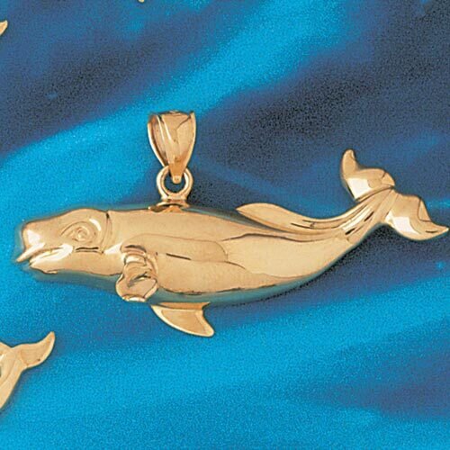 Whale Pendant Necklace Charm Bracelet in Yellow, White or Rose Gold 850
