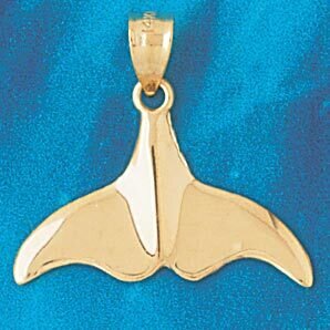 Whale Tail Pendant Necklace Charm Bracelet in Yellow, White or Rose Gold 853