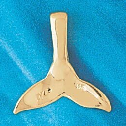 Whale Tail Pendant Necklace Charm Bracelet in Yellow, White or Rose Gold 855