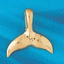Whale Tail Pendant Necklace Charm Bracelet in Yellow, White or Rose Gold 856