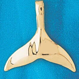 Whale Tail Pendant Necklace Charm Bracelet in Yellow, White or Rose Gold 860