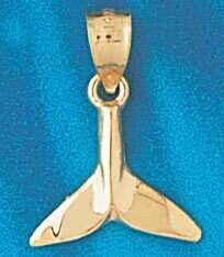 Whale Tail Pendant Necklace Charm Bracelet in Yellow, White or Rose Gold 862