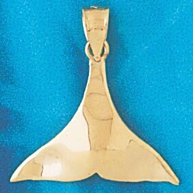 Whale Tail Pendant Necklace Charm Bracelet in Yellow, White or Rose Gold 867