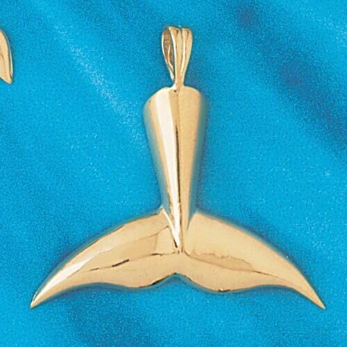 Whale Tail Pendant Necklace Charm Bracelet in Yellow, White or Rose Gold 869