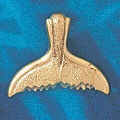Whale Tail Pendant Necklace Charm Bracelet in Yellow, White or Rose Gold 874