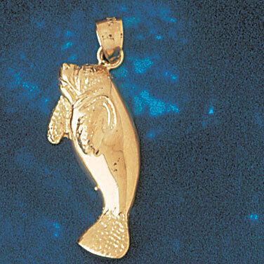Manatees Sea Cow Pendant Necklace Charm Bracelet in Yellow, White or Rose Gold 880