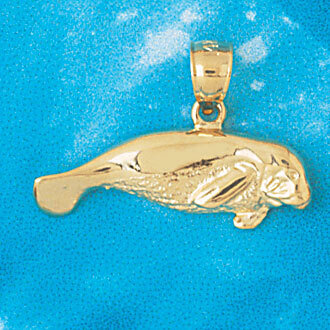 Manatees Sea Cow Pendant Necklace Charm Bracelet in Yellow, White or Rose Gold 887