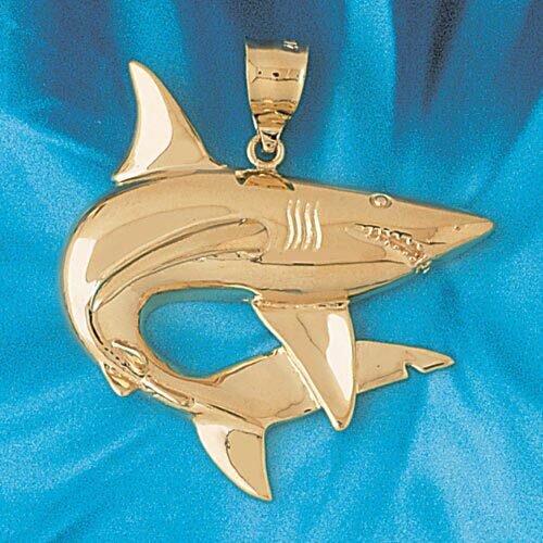 Shark Pendant Necklace Charm Bracelet in Yellow, White or Rose Gold 895