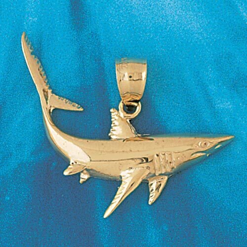 Shark Pendant Necklace Charm Bracelet in Yellow, White or Rose Gold 899