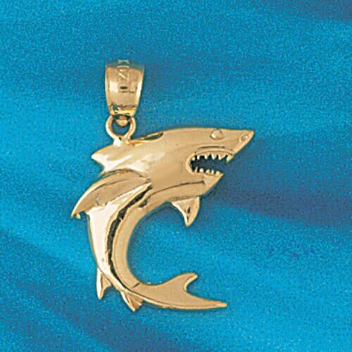 Shark Pendant Necklace Charm Bracelet in Yellow, White or Rose Gold 901