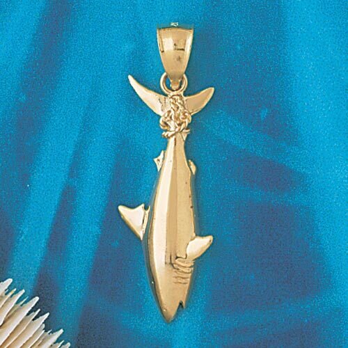 Shark Pendant Necklace Charm Bracelet in Yellow, White or Rose Gold 902