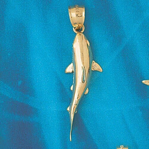 Shark Pendant Necklace Charm Bracelet in Yellow, White or Rose Gold 903