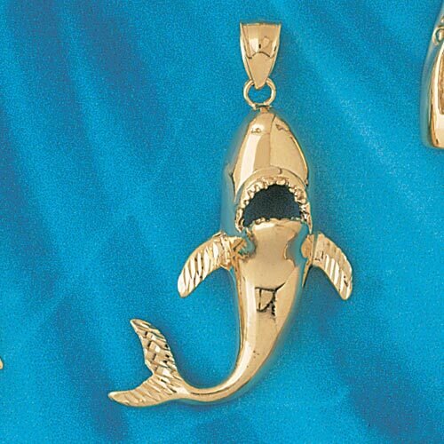 Shark Pendant Necklace Charm Bracelet in Yellow, White or Rose Gold 904