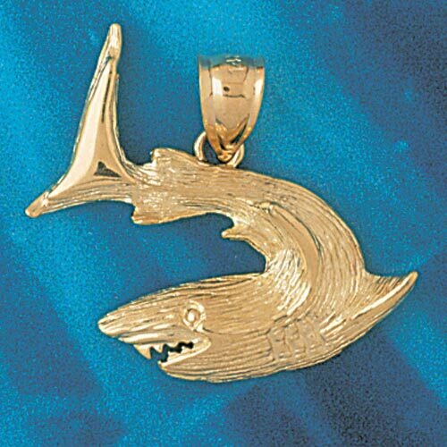 Shark Pendant Necklace Charm Bracelet in Yellow, White or Rose Gold 907